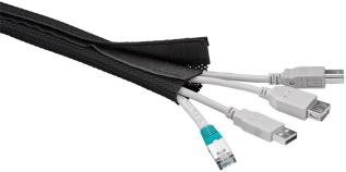 Kabelstrumpa med kardborreband svart 1.8m @ electrokit