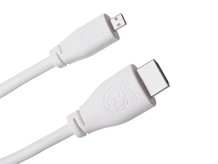 HDMI 2.0 kabel hane - micro hane 1m vit Mfg: Raspberry Pi @ electrokit (3 av 3)
