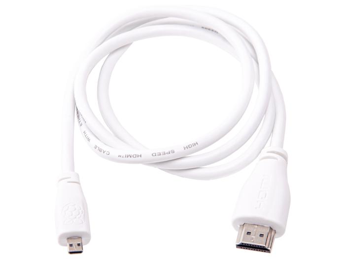 HDMI 2.0 kabel hane - micro hane 1m vit Mfg: Raspberry Pi @ electrokit (1 av 3)