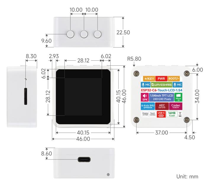 ESP32-C6 utvecklingskort med 1.54