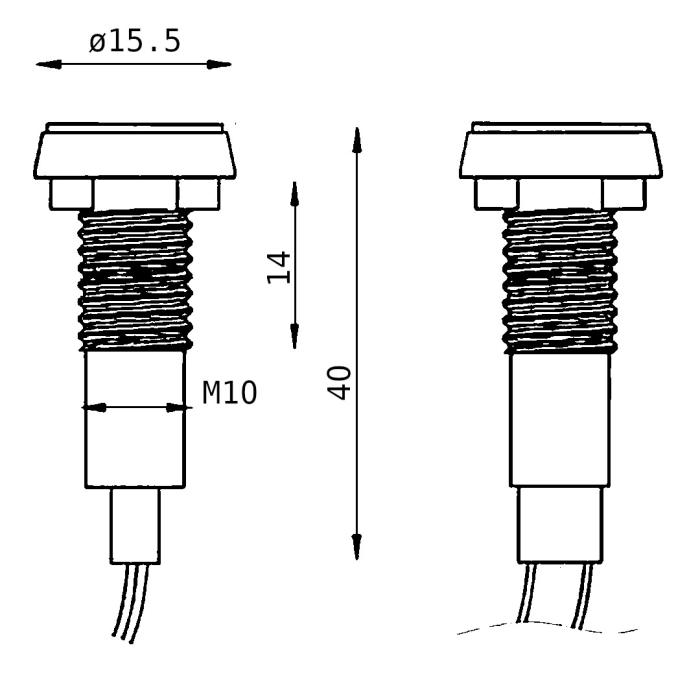 Panelindikator LED ø10mm 230VAC röd @ electrokit (2 av 2)