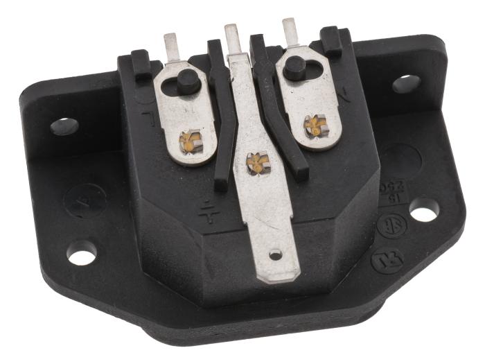 Apparatintag C14 10A 250VAC PCB vinklad @ electrokit (3 av 3)