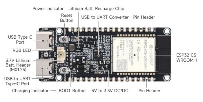 ESP32-C5 dev board 16MB, PSRAM 8MB (with headers) @ electrokit (6 of 8)