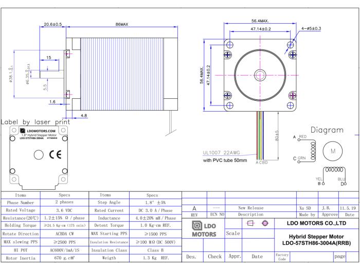 Nema 23 Stepper Motor - High Torque - 1.8degree/step, 345oz-in @ electrokit (3 of 3)