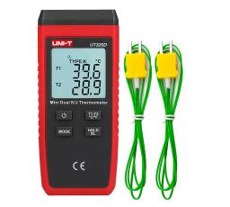Labbtermometer 2-kanaler Uni-T UT320D -50&deg;C till 1300&deg;C @ electrokit