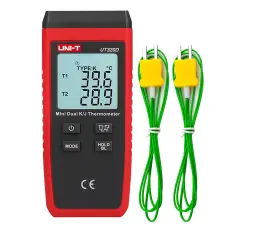 Labbtermometer 2-kanaler Uni-T UT320D -50&deg;C till 1300&deg;C @ electrokit