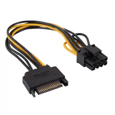 Adapterkabel SATA power 15-pin till PCIe 6+2-pin @ electrokit