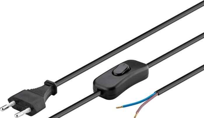 Sladdställ med brytare CEE7/16 till open end 1.5m svart @ electrokit (1 av 2)