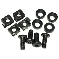 19" rackskruv, korgmutter och bricka svart 4-pack @ electrokit