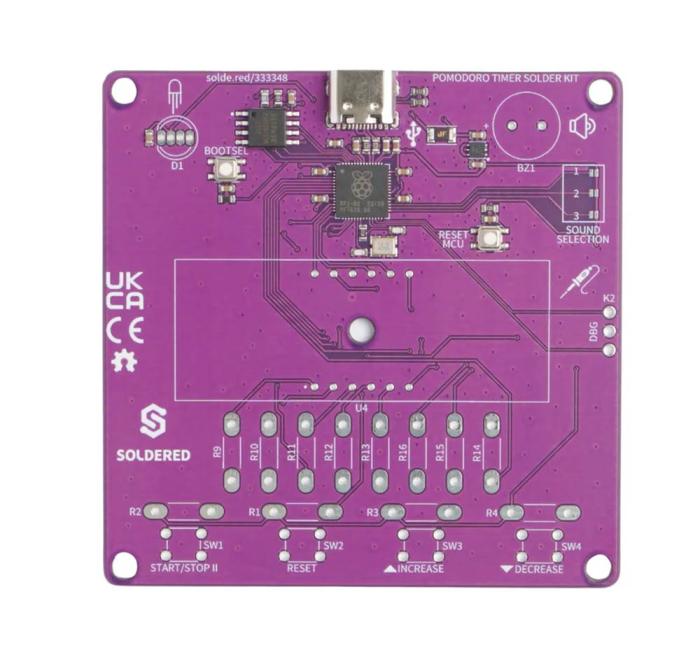 Pomodoro-timer med RP2040 - byggsats @ electrokit (4 av 5)