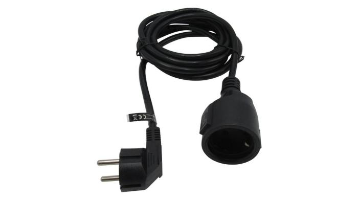 Förlängningskabel CEE7/7 hane till hona 3m svart @ electrokit (1 av 1)