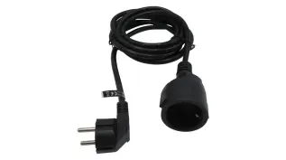 Extension cable CEE7/7 male to female 3m black @ electrokit