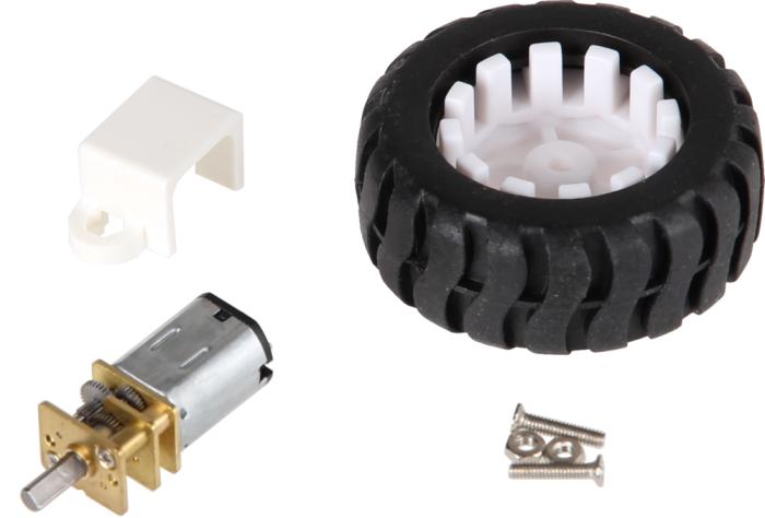 Motor med kuggväxel i metall med däck 6VDC 300rpm @ electrokit (2 av 3)