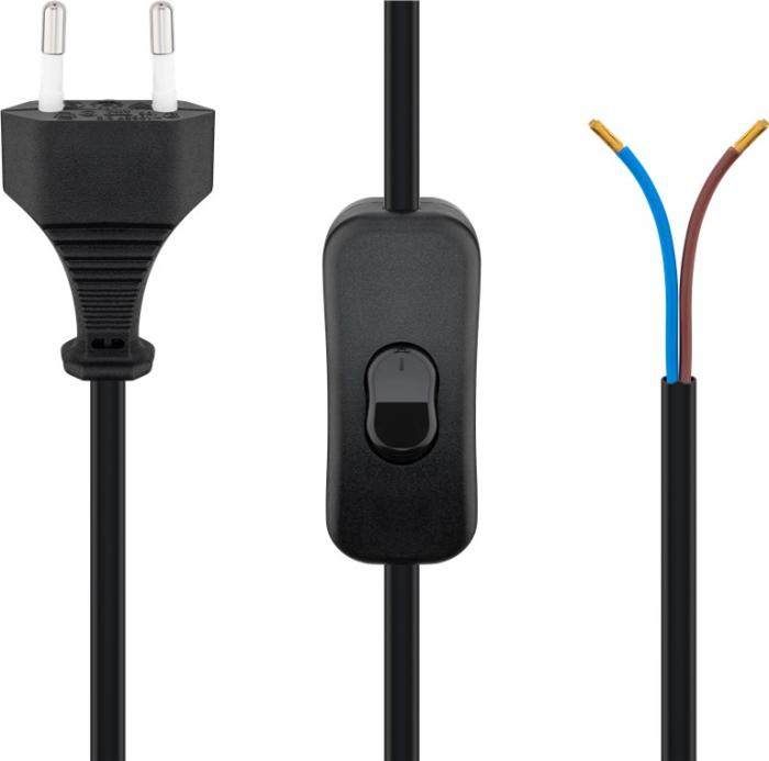 Sladdställ med brytare CEE7/16 till open end 1.5m svart @ electrokit (2 av 2)