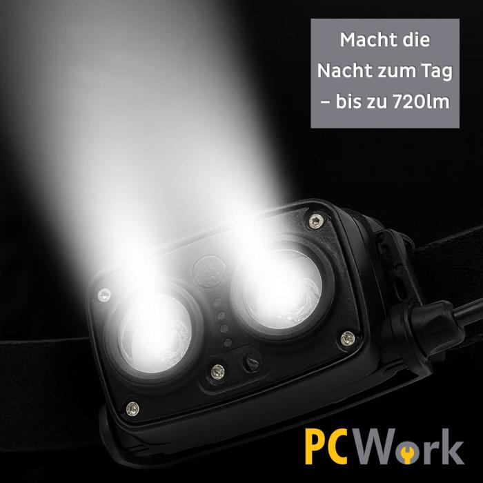 Pannlampa Pro 2x LED 720lm laddningsbar USB-C @ electrokit (7 av 9)