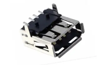 USB-A 2.0 hona PCB SMD vinklad @ electrokit