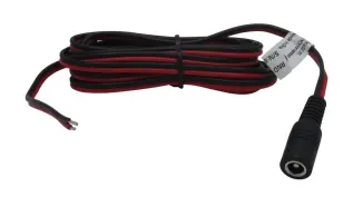 DC-kabel 2.1/5.5mm hona till open end 2m svart/röd @ electrokit