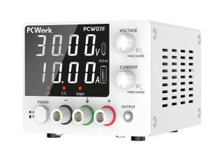 Labaggregat 0-30V 0-10A + 5V 2.4A USB-A och USB-C 300W @ electrokit
