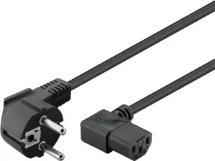 Nätkabel CEE7/7 vinklad till C13 vinklad 2.5m svart @ electrokit