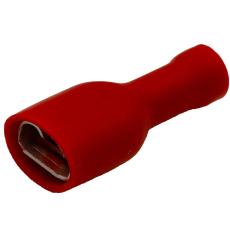Flatstifthylsa 6.3x0.8mm röd isolerad @ electrokit