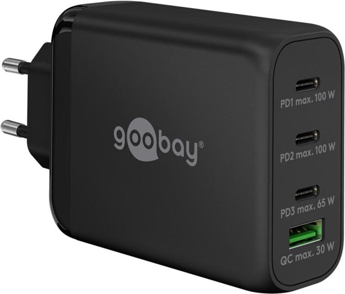USB-C PD multiport GaN laddare 100W svart @ electrokit (1 av 4)