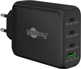 USB-C PD multiport GaN laddare 100W svart @ electrokit