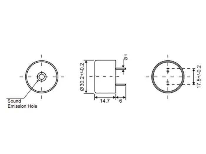 Active piezo buzzer 100dB 3-20VDC PCB @ electrokit (3 of 3)