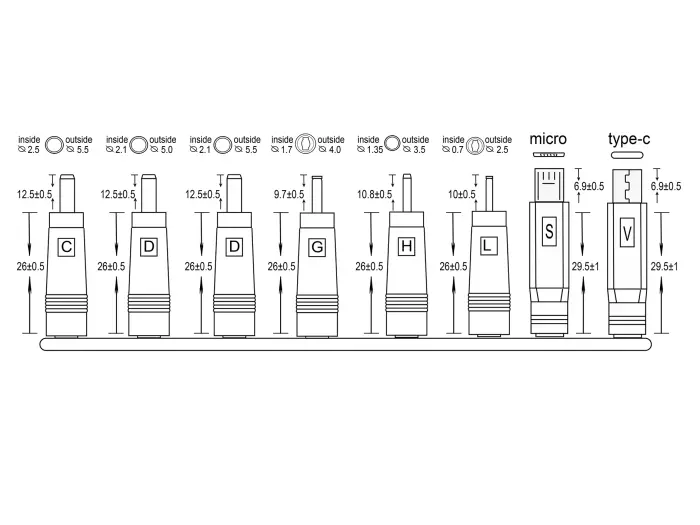 Set of 8 universal DC adapter plugs @ electrokit (3 of 3)