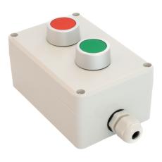 Tryckknappsl&aring;da 2x &oslash;22mm 118x78x55mm ljusgr&aring; IP65 @ electrokit
