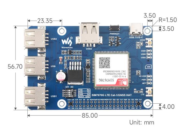 4G / GNSS HAT för Raspberry Pi SIM7670G @ electrokit (8 av 8)