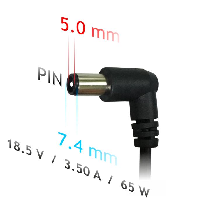 Laptop charger 18.5V 3.5A 65W 7.4x5.0mm + pin - AK-ND-03 @ electrokit (2 of 5)