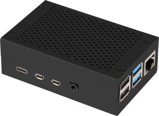 Inbyggnadslåda för Raspberry Pi 4 - aluminium @ electrokit