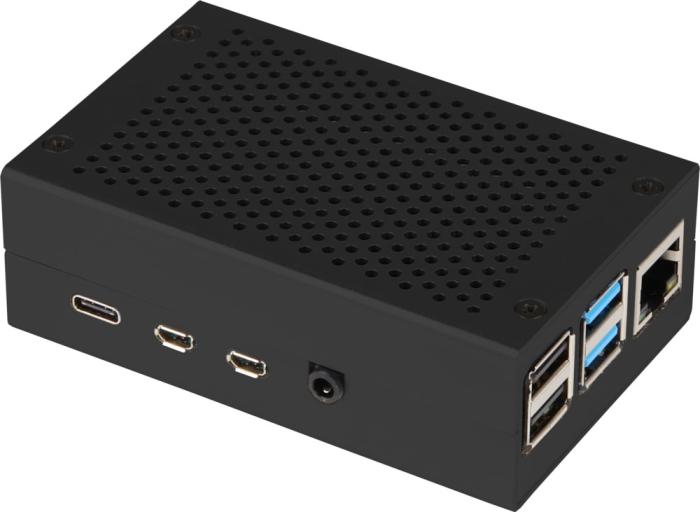 Inbyggnadslåda för Raspberry Pi 4 - aluminium @ electrokit (1 av 2)