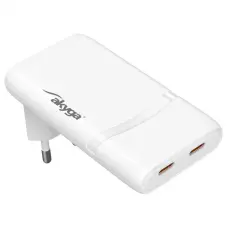 Dual USB-C PD laddare 65W vinklad @ electrokit