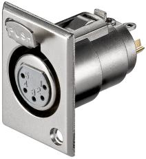 XLR 5P hona chassi nickel diagonala fästhål @ electrokit