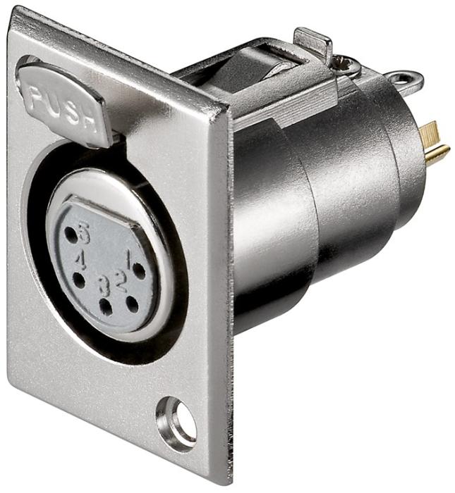 XLR 5P hona chassi nickel diagonala fästhål @ electrokit (1 av 1)