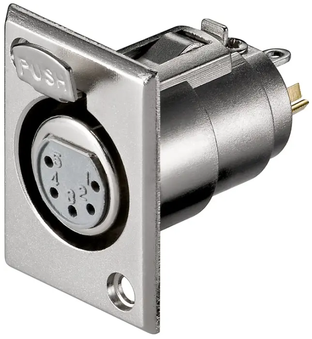 XLR 5P hona chassi nickel diagonala fästhål @ electrokit (1 av 1)