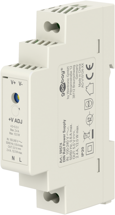 Switchat nätaggregat 5V 2.4A 12W DIN-skena @ electrokit (1 av 1)