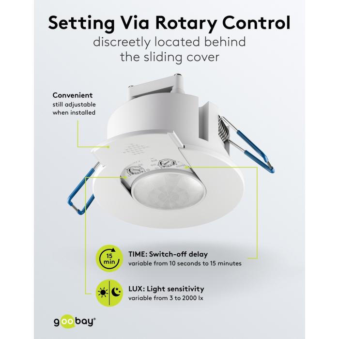 Rörelsedetektor PIR infälld 360° 230VAC @ electrokit (5 av 7)