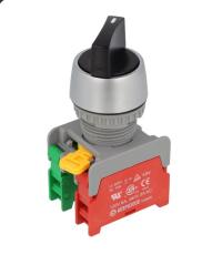 Vridstr&ouml;mbrytare 1-2 &oslash;22mm NC + NO 230VAC / 3A IP65 @ electrokit