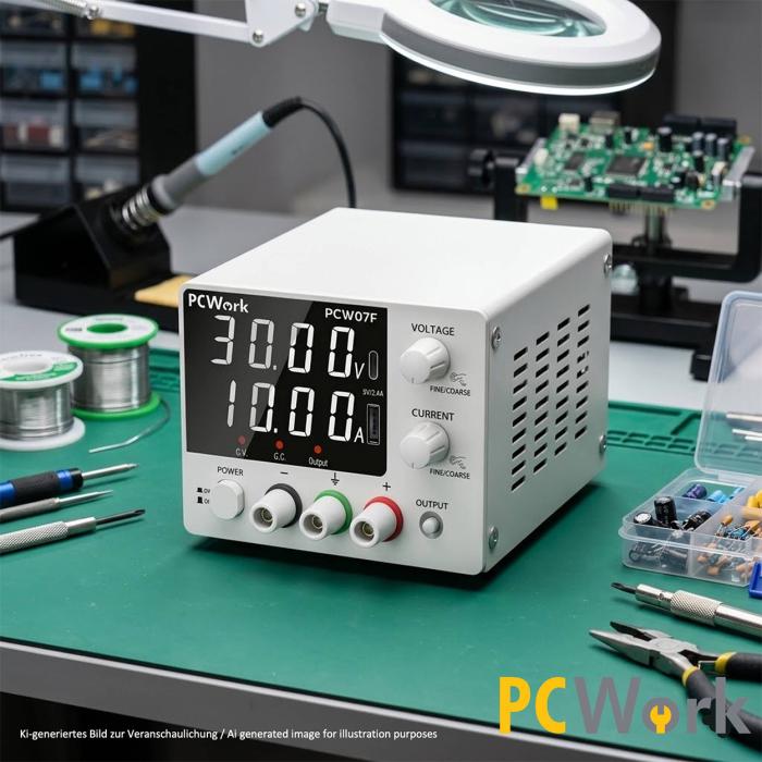 Labaggregat 0-30V 0-10A + 5V 2.4A USB-A och USB-C 300W @ electrokit (4 av 6)