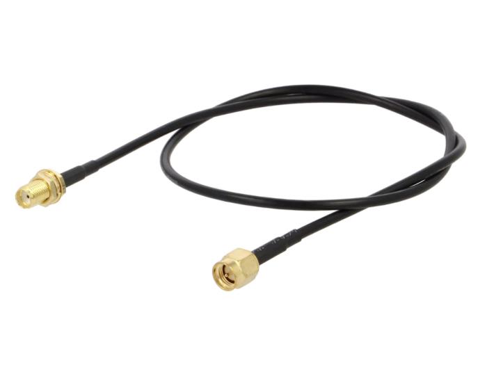 Kabel SMA-hane till SMA-hona RG-174 0.5m @ electrokit (1 av 1)