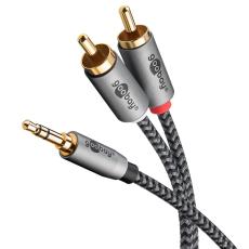 AUX-kabel 3.5mm stereo hane till 2x RCA-hane 1m guld @ electrokit