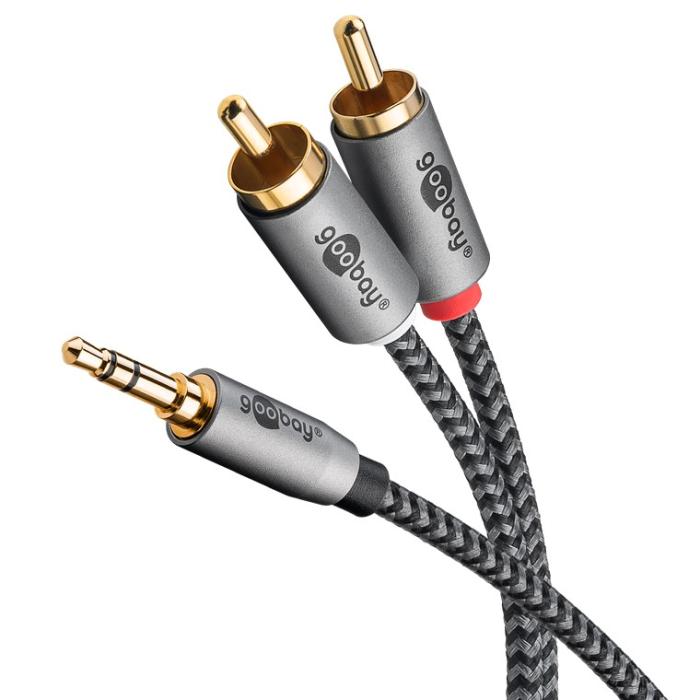 AUX-kabel 3.5mm stereo hane till 2x RCA-hane 1m guld @ electrokit (1 av 7)