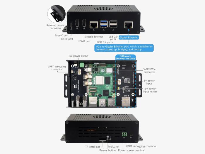 Inbyggnadslåda Raspberry Pi 5 + GBbit Ehternet @ electrokit (6 av 6)