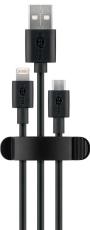 Cable holder with clip for 3 cables black 3-pack @ electrokit