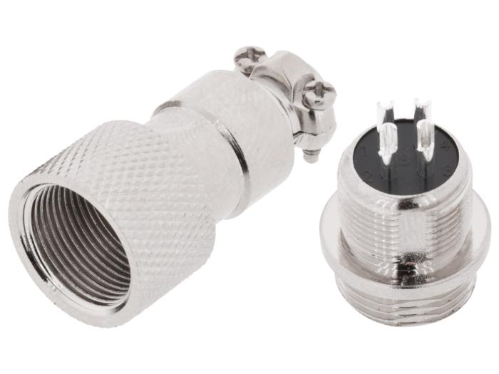 Kontakt GX12 plugg 4-pol kabel @ electrokit (2 av 2)