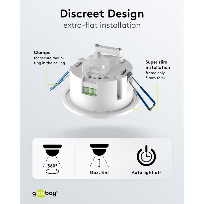 Rörelsedetektor PIR infälld 360° 230VAC @ electrokit (6 av 7)