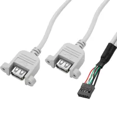 2x USB-A hona panelmontage till 2x5-pin hylslist 0.5m @ electrokit
