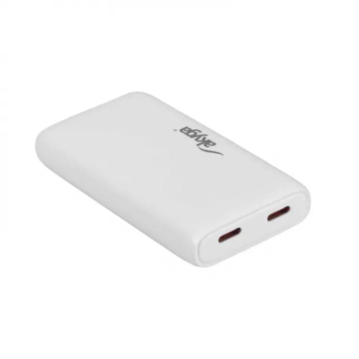 Dual USB-C PD charger 65W angled @ electrokit (4 of 6)